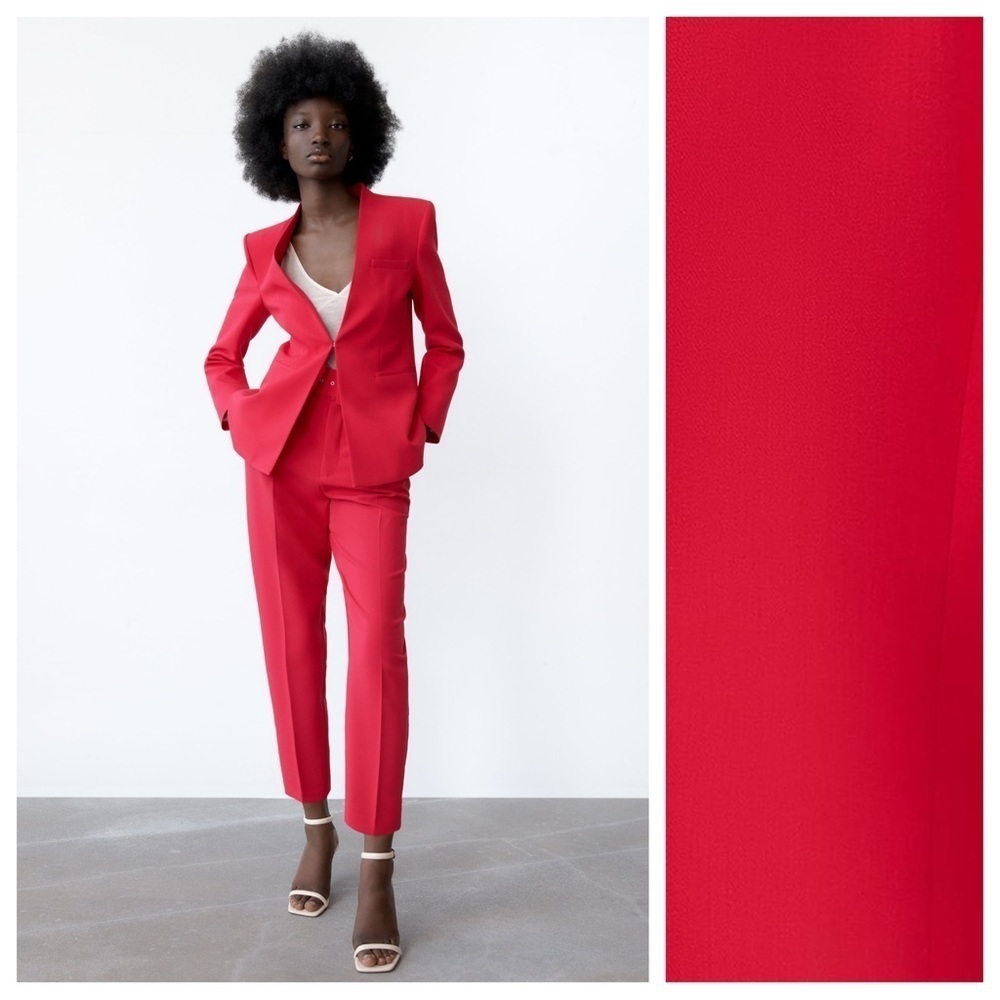 NWT. Zara Fuchsia Inverted Lapels Fitted Blazer. Size M.